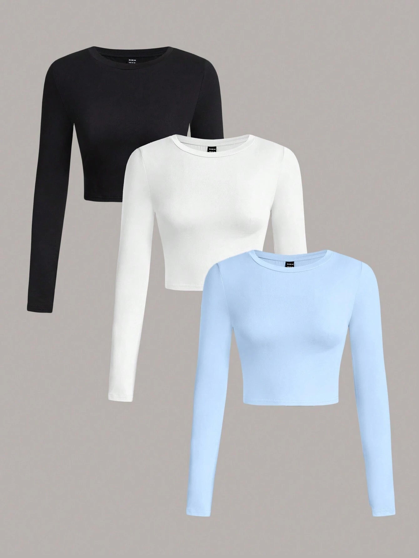 SHEIN Ezwear Multi-Pack Women Versatile Casual Simple Long Sleeve T-Shirt Valentine Day