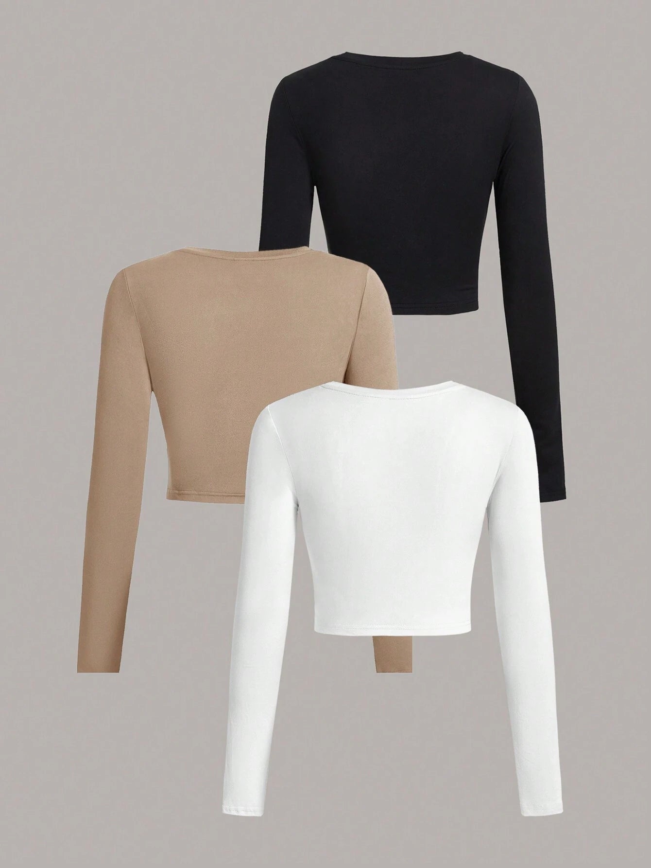 SHEIN Ezwear Multi-Pack Women Versatile Casual Simple Long Sleeve T-Shirt Valentine Day