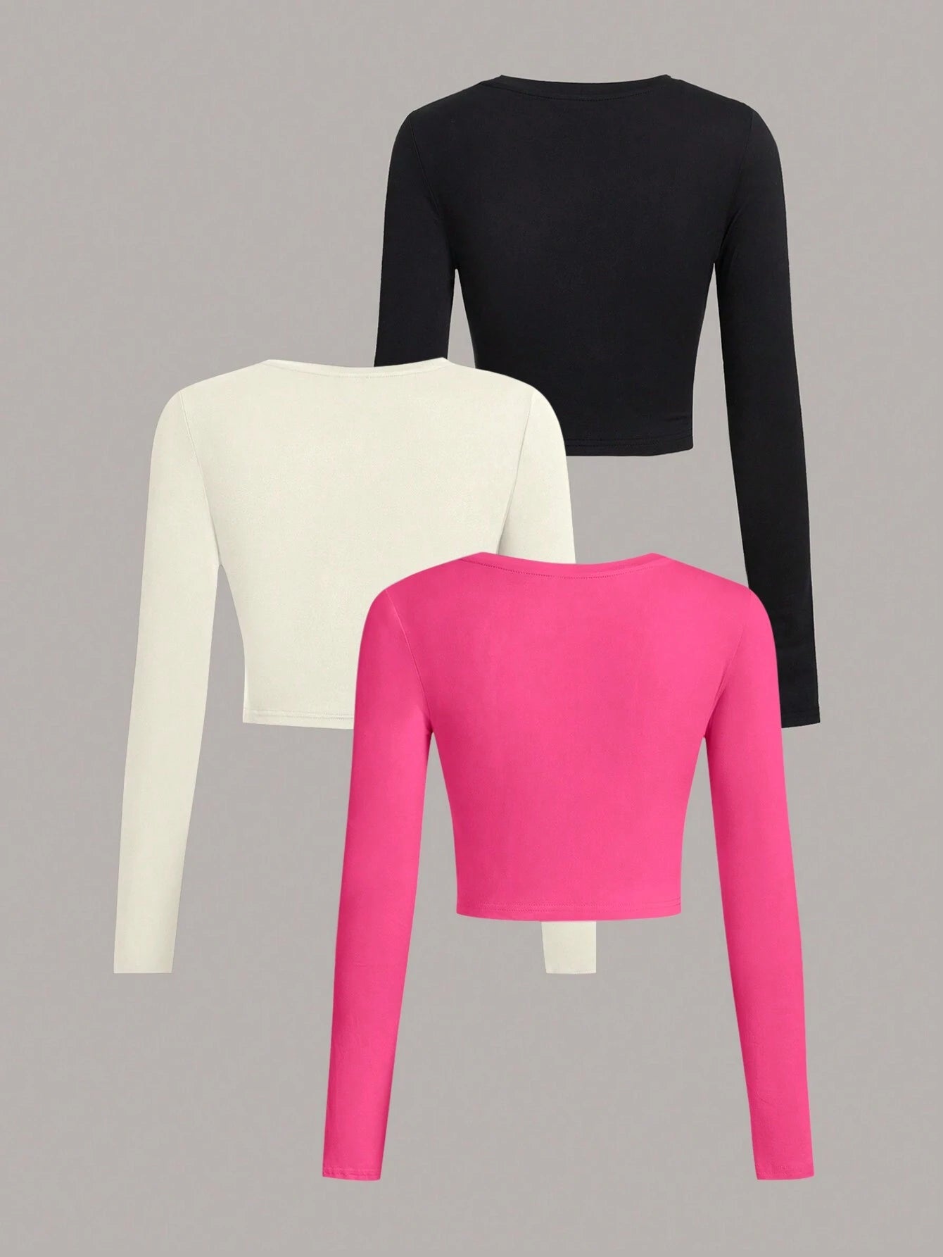 SHEIN Ezwear Multi-Pack Women Versatile Casual Simple Long Sleeve T-Shirt Valentine Day