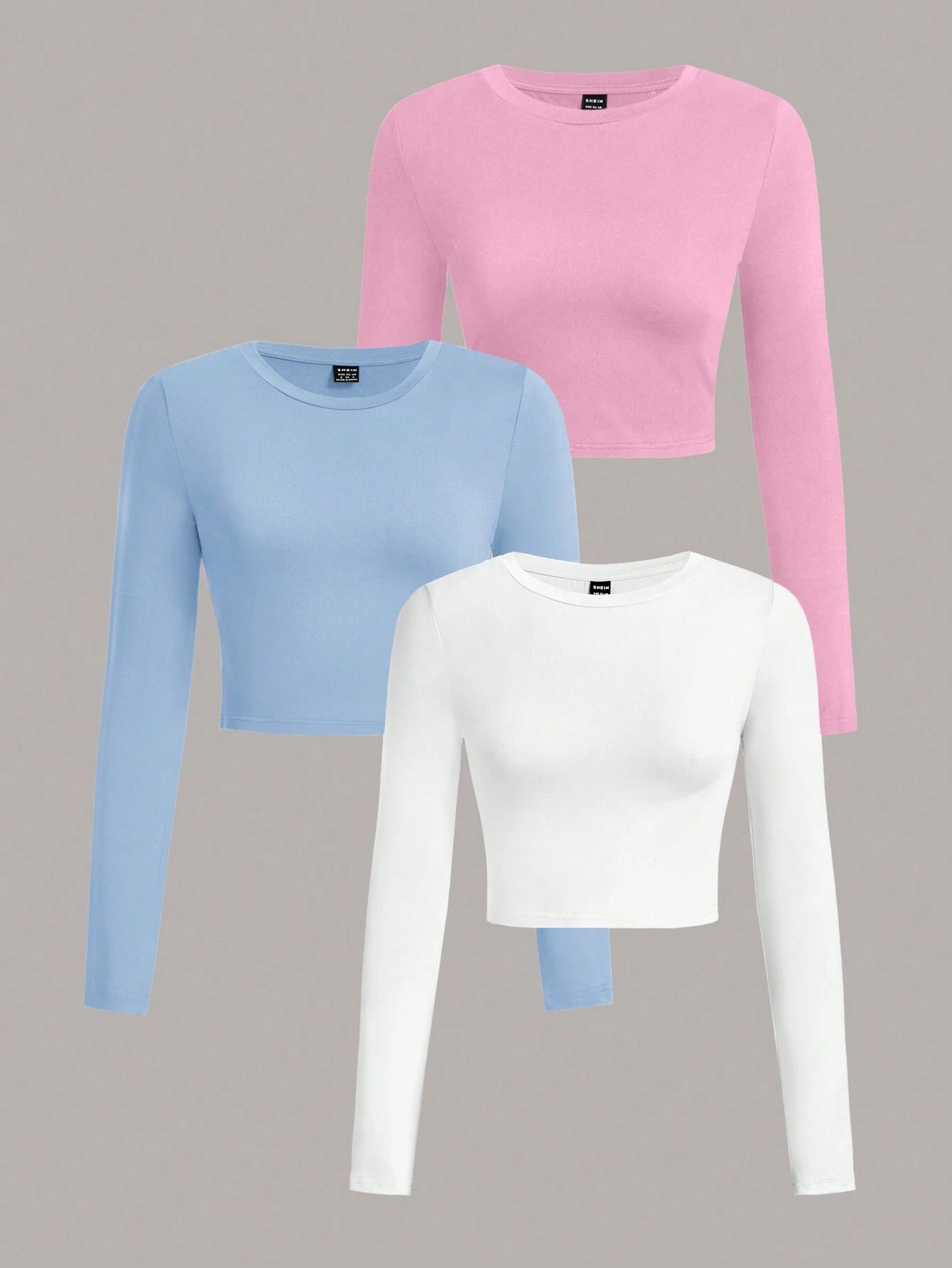 SHEIN Ezwear Multi-Pack Women Versatile Casual Simple Long Sleeve T-Shirt Valentine Day