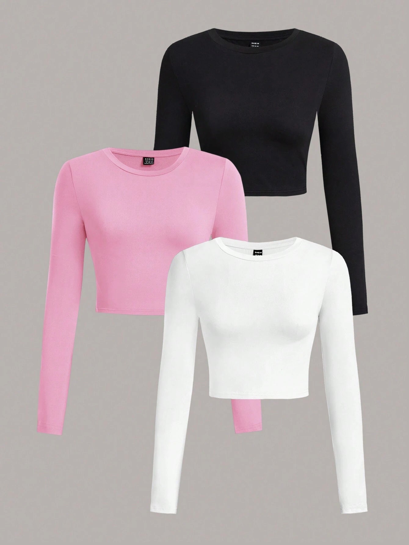 SHEIN Ezwear Multi-Pack Women Versatile Casual Simple Long Sleeve T-Shirt Valentine Day
