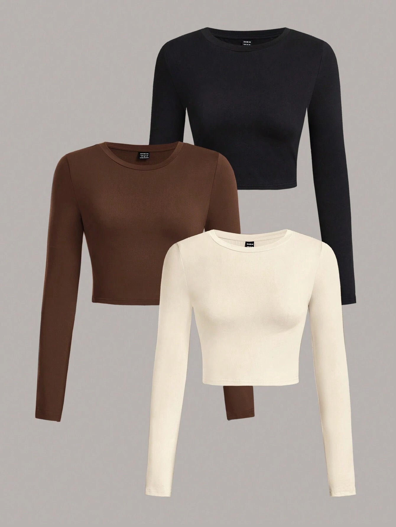 SHEIN Ezwear Multi-Pack Women Versatile Casual Simple Long Sleeve T-Shirt Valentine Day