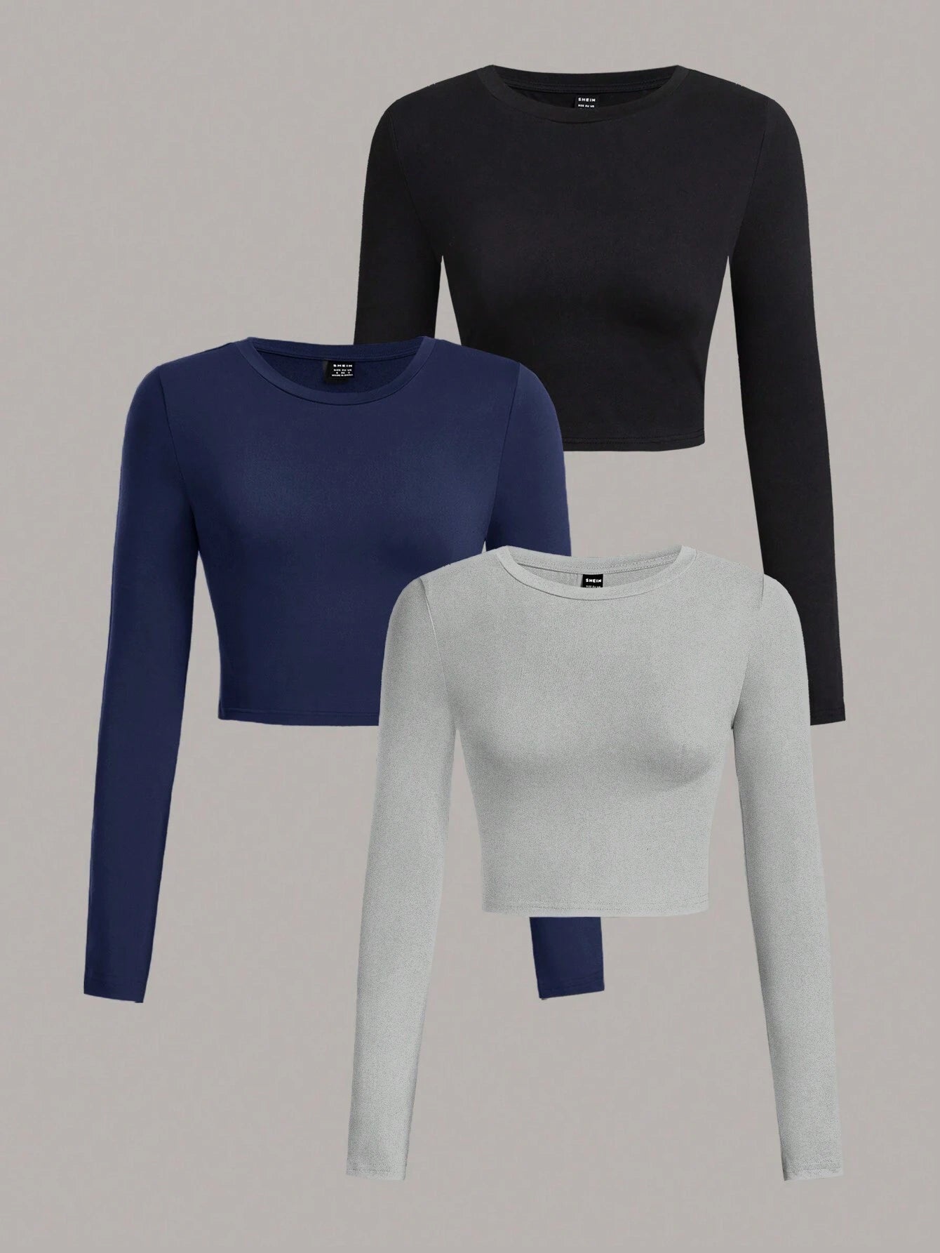 SHEIN Ezwear Multi-Pack Women Versatile Casual Simple Long Sleeve T-Shirt Valentine Day