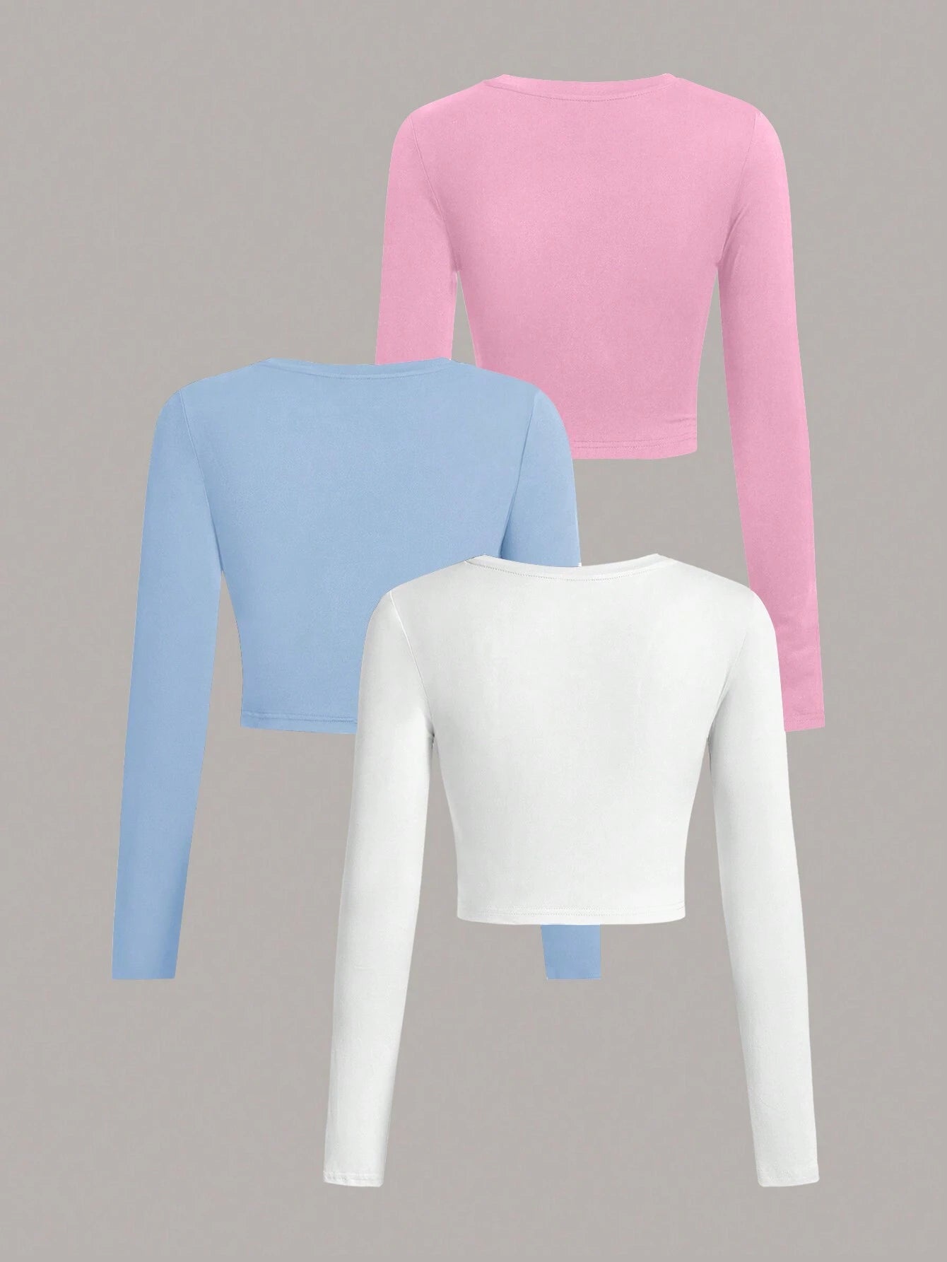 SHEIN Ezwear Multi-Pack Women Versatile Casual Simple Long Sleeve T-Shirt Valentine Day