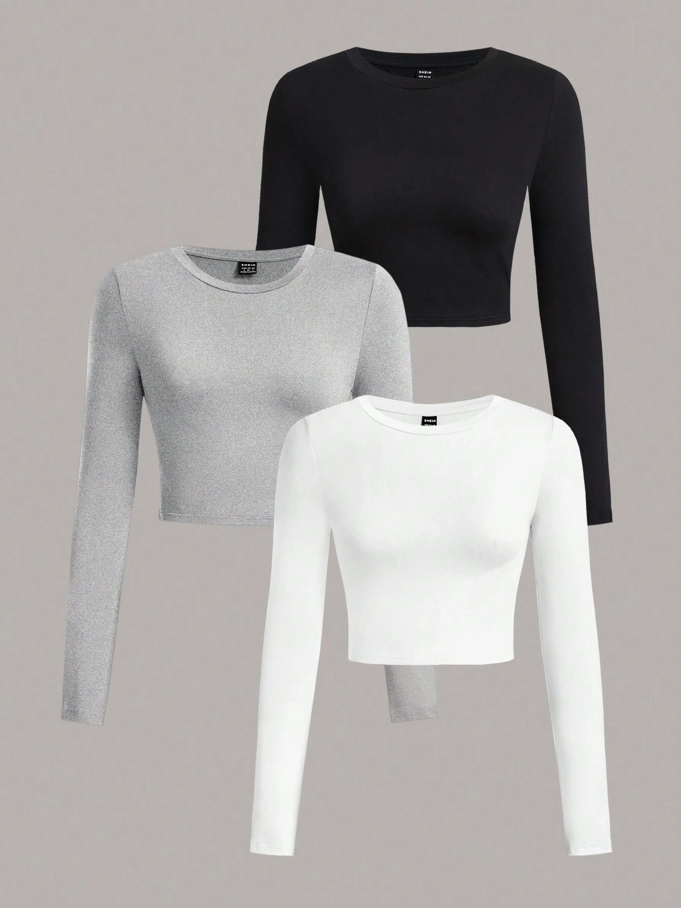SHEIN Ezwear Multi-Pack Women Versatile Casual Simple Long Sleeve T-Shirt Valentine Day