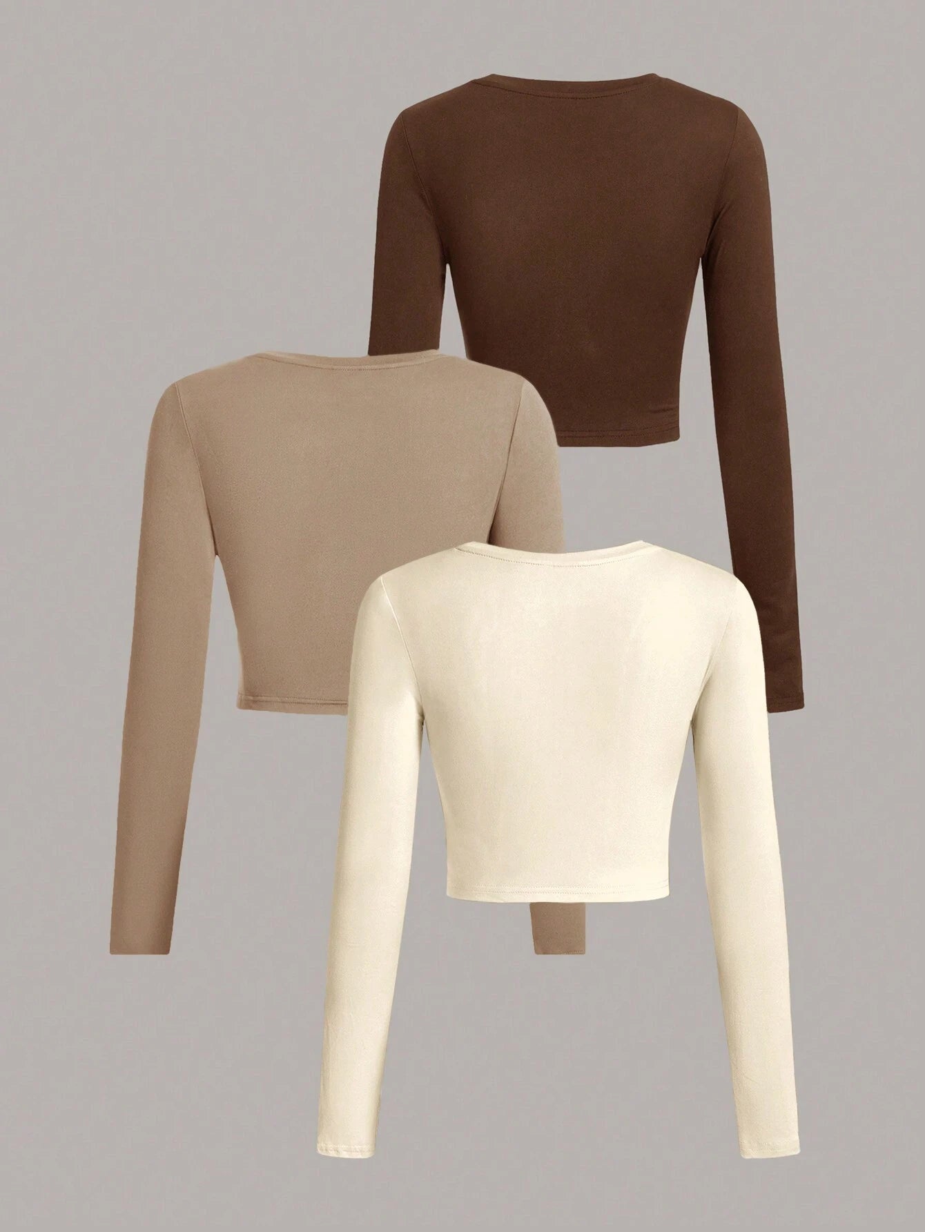 SHEIN Ezwear Multi-Pack Women Versatile Casual Simple Long Sleeve T-Shirt Valentine Day