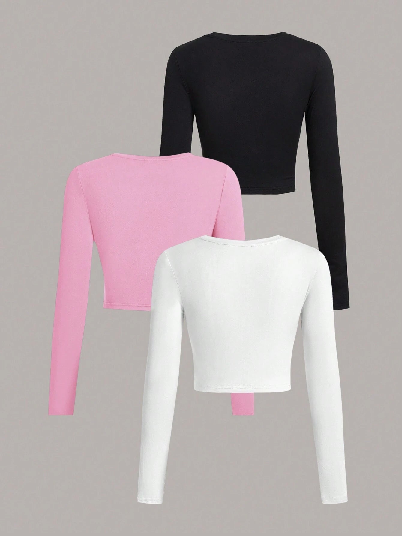SHEIN Ezwear Multi-Pack Women Versatile Casual Simple Long Sleeve T-Shirt Valentine Day