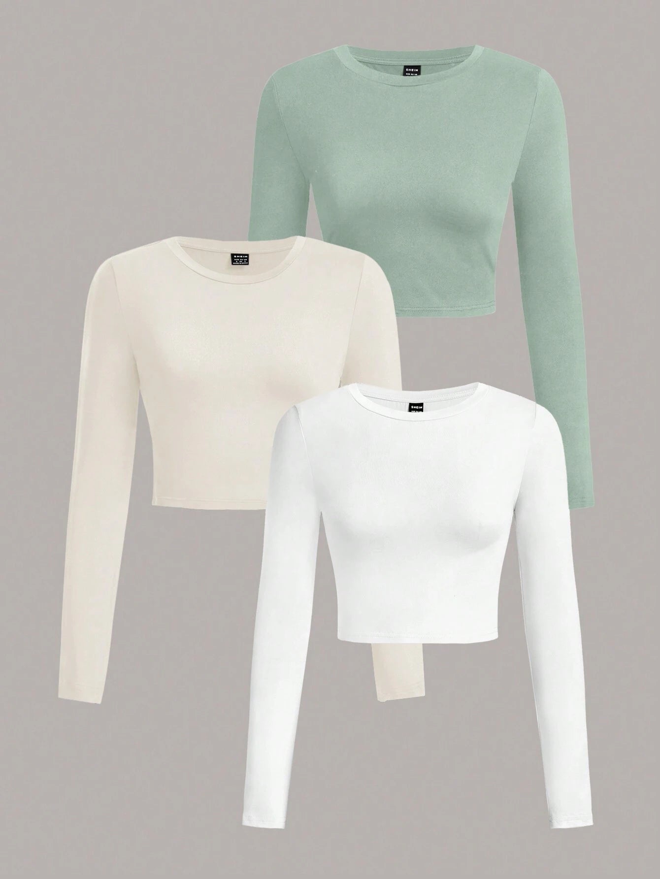 SHEIN Ezwear Multi-Pack Women Versatile Casual Simple Long Sleeve T-Shirt Valentine Day