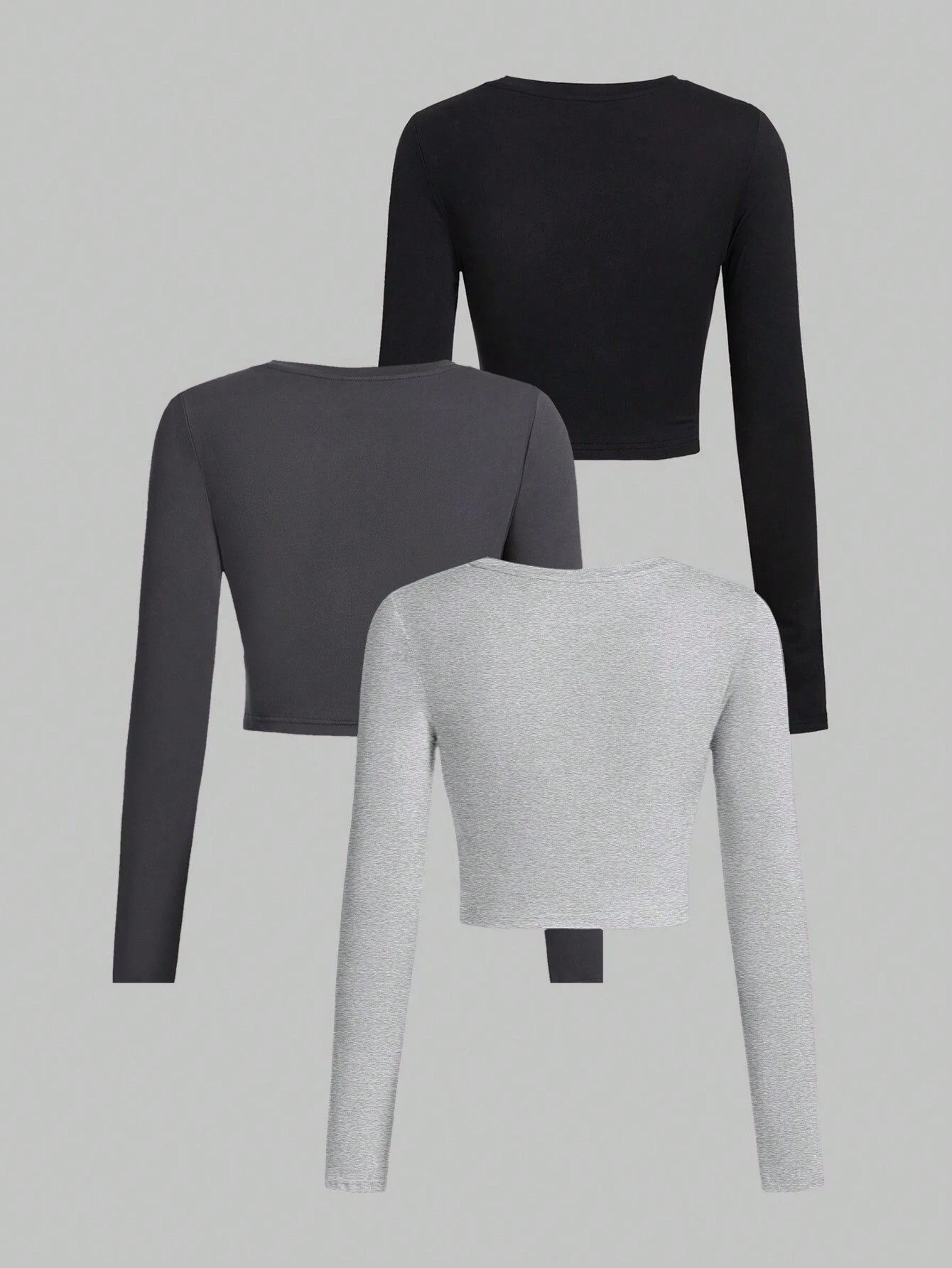 SHEIN Ezwear Multi-Pack Women Versatile Casual Simple Long Sleeve T-Shirt Valentine Day