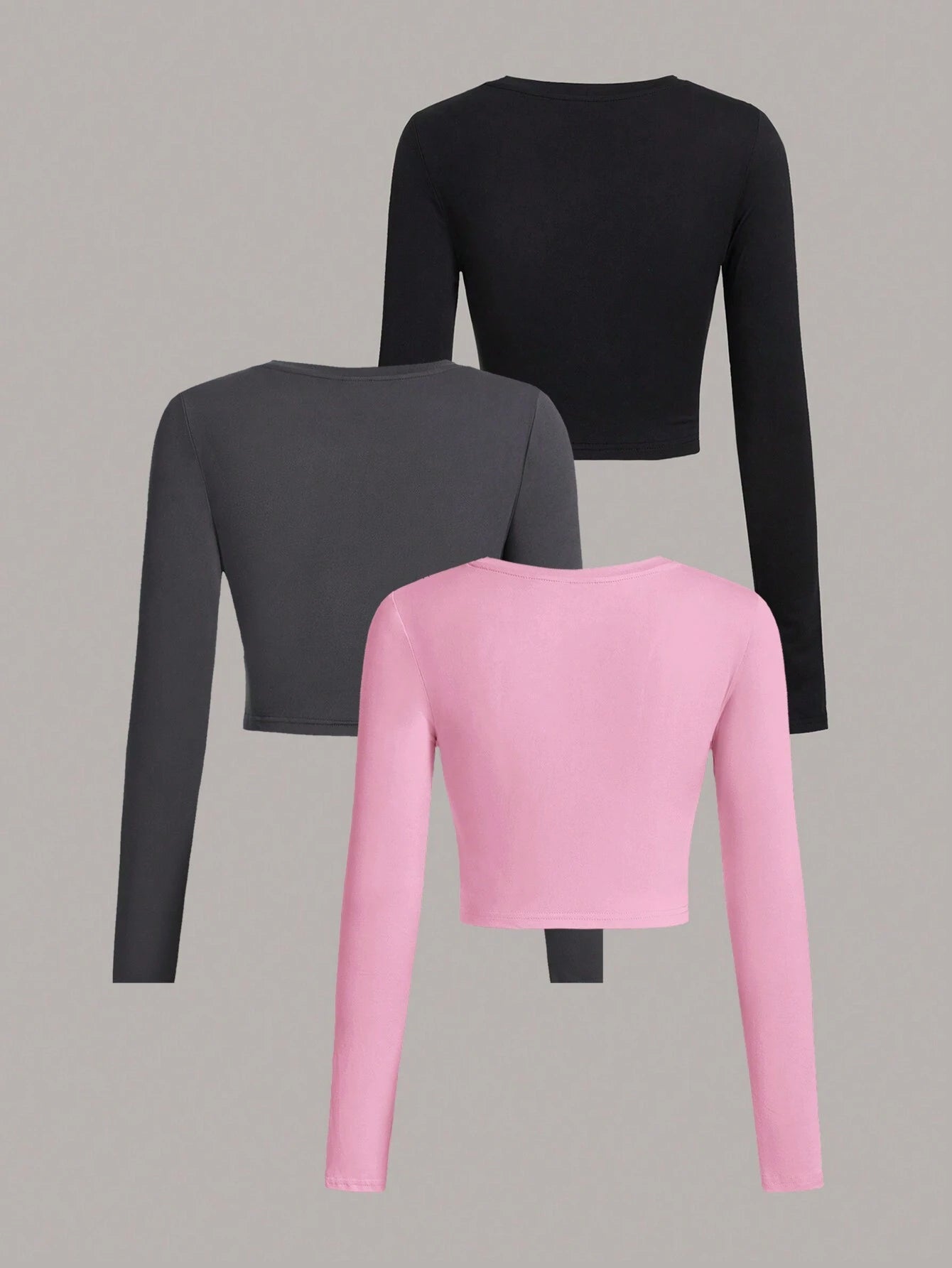 SHEIN Ezwear Multi-Pack Women Versatile Casual Simple Long Sleeve T-Shirt Valentine Day