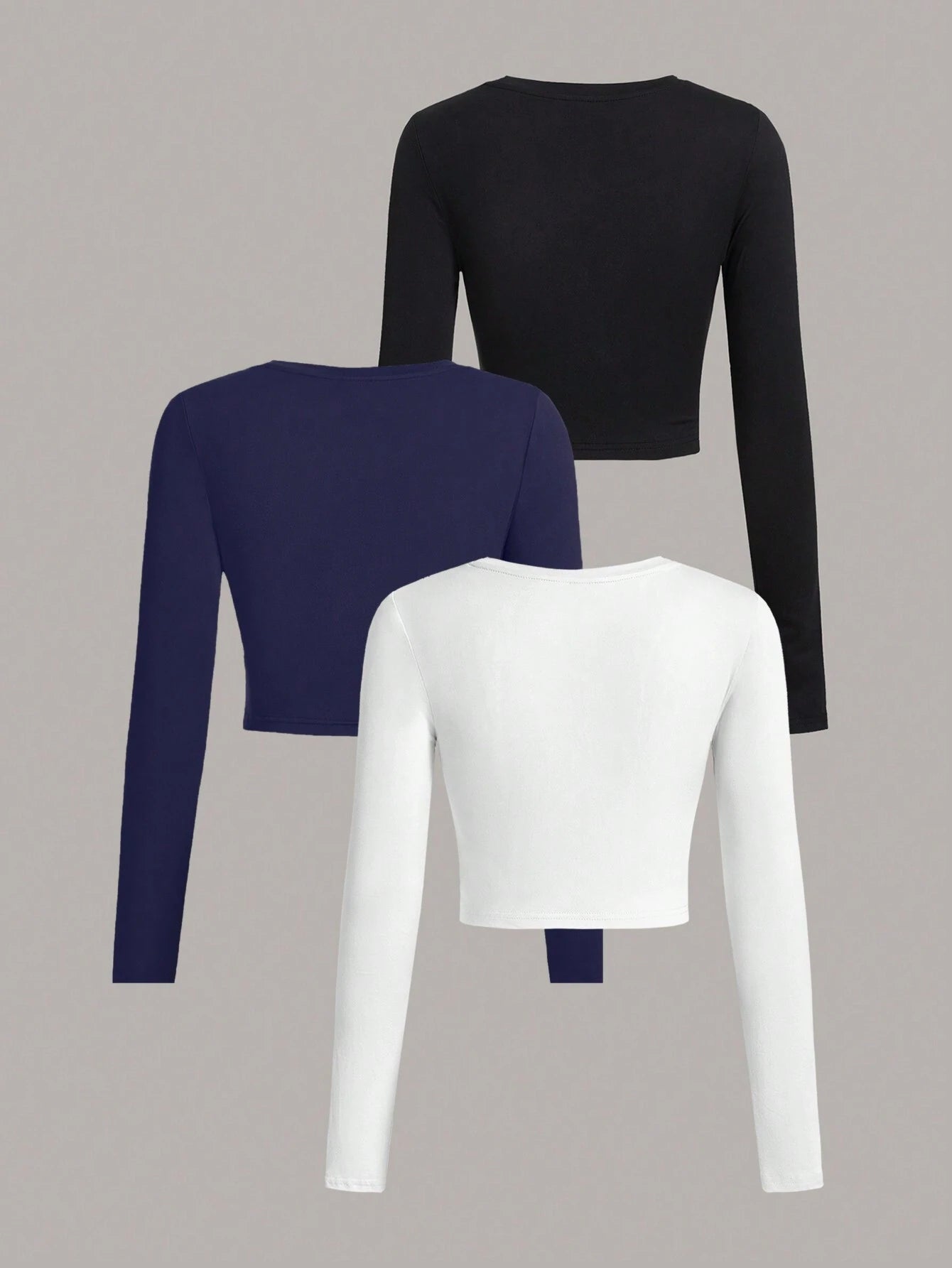 SHEIN Ezwear Multi-Pack Women Versatile Casual Simple Long Sleeve T-Shirt Valentine Day