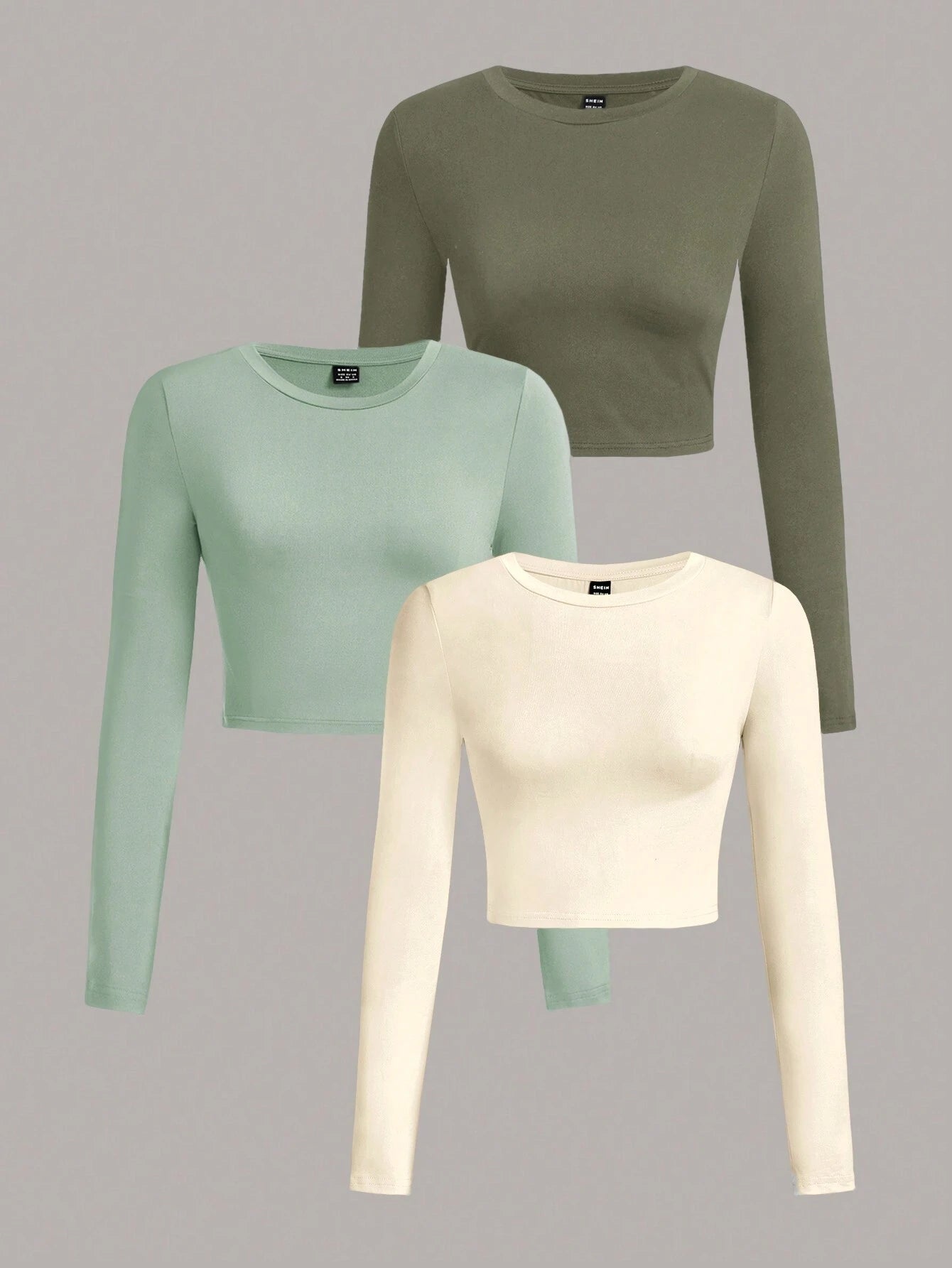 SHEIN Ezwear Multi-Pack Women Versatile Casual Simple Long Sleeve T-Shirt Valentine Day