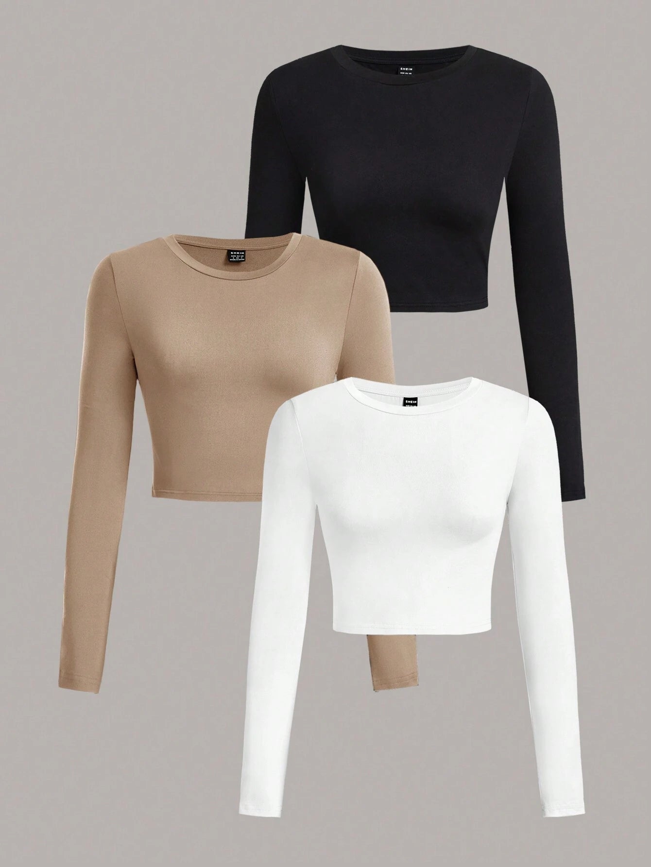 SHEIN Ezwear Multi-Pack Women Versatile Casual Simple Long Sleeve T-Shirt Valentine Day