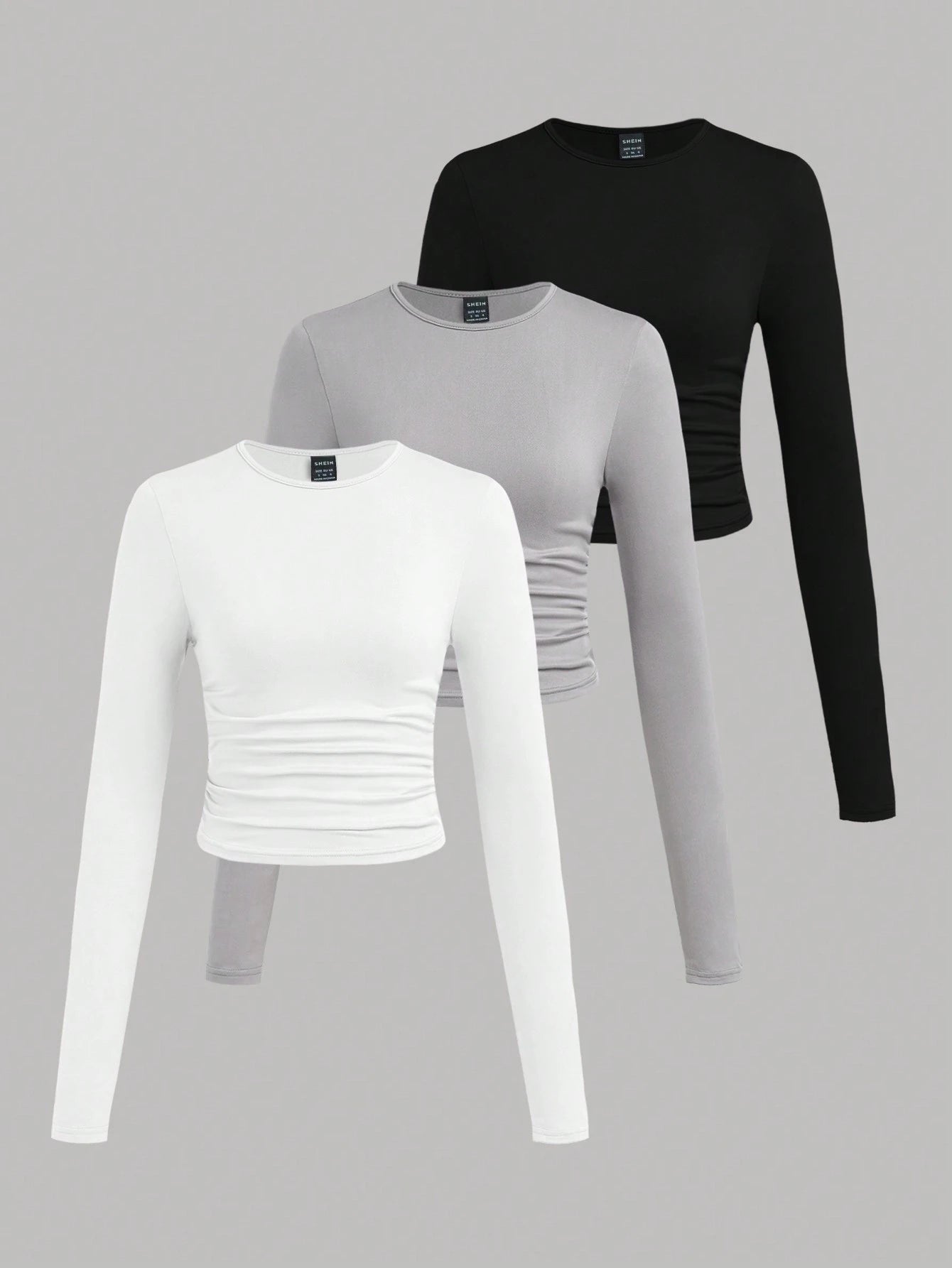 SHEIN Ezwear Multi-Pack Women Versatile Casual Simple Long Sleeve T-Shirt Valentine Day