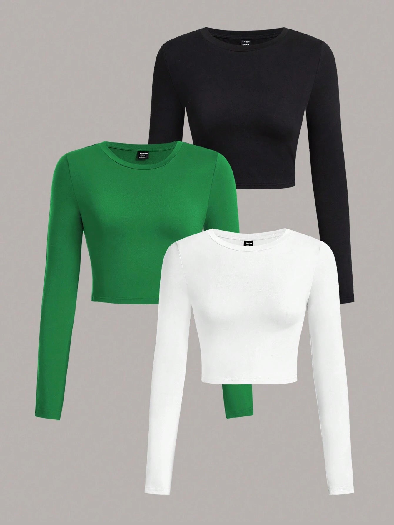 SHEIN Ezwear Multi-Pack Women Versatile Casual Simple Long Sleeve T-Shirt Valentine Day