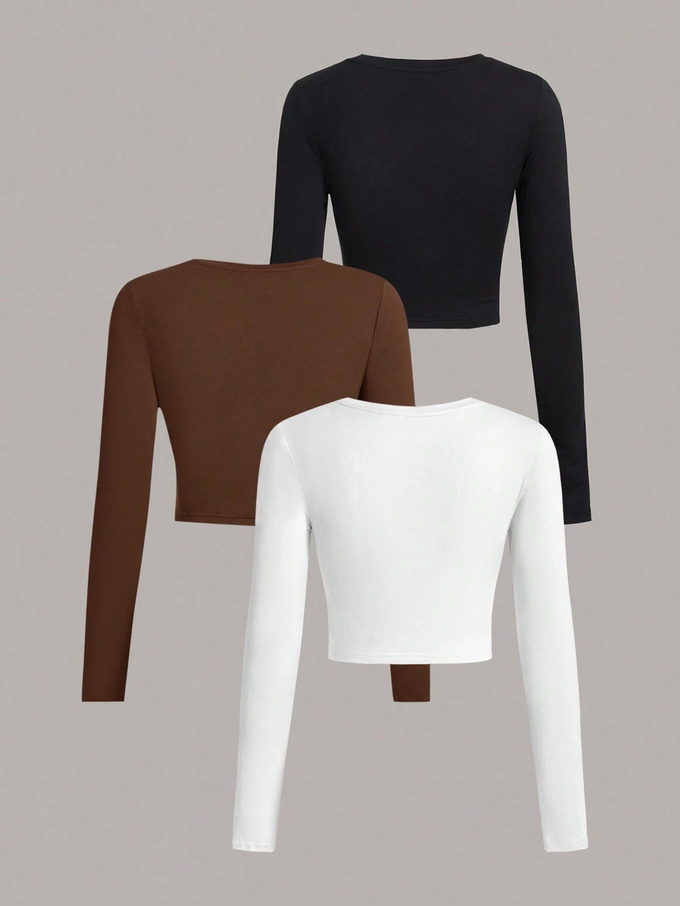SHEIN Ezwear Multi-Pack Women Versatile Casual Simple Long Sleeve T-Shirt Valentine Day