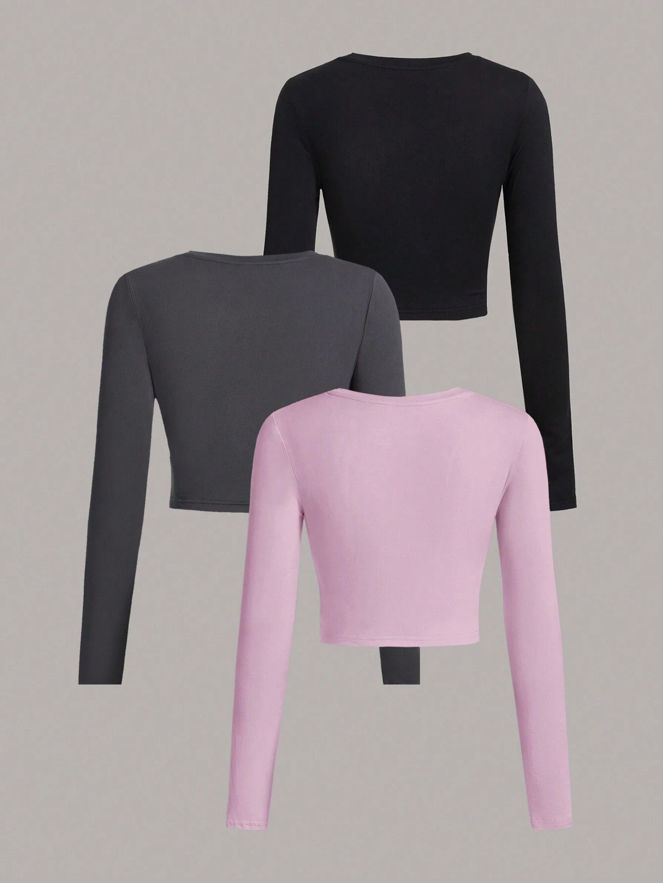 SHEIN Ezwear Multi-Pack Women Versatile Casual Simple Long Sleeve T-Shirt Valentine Day