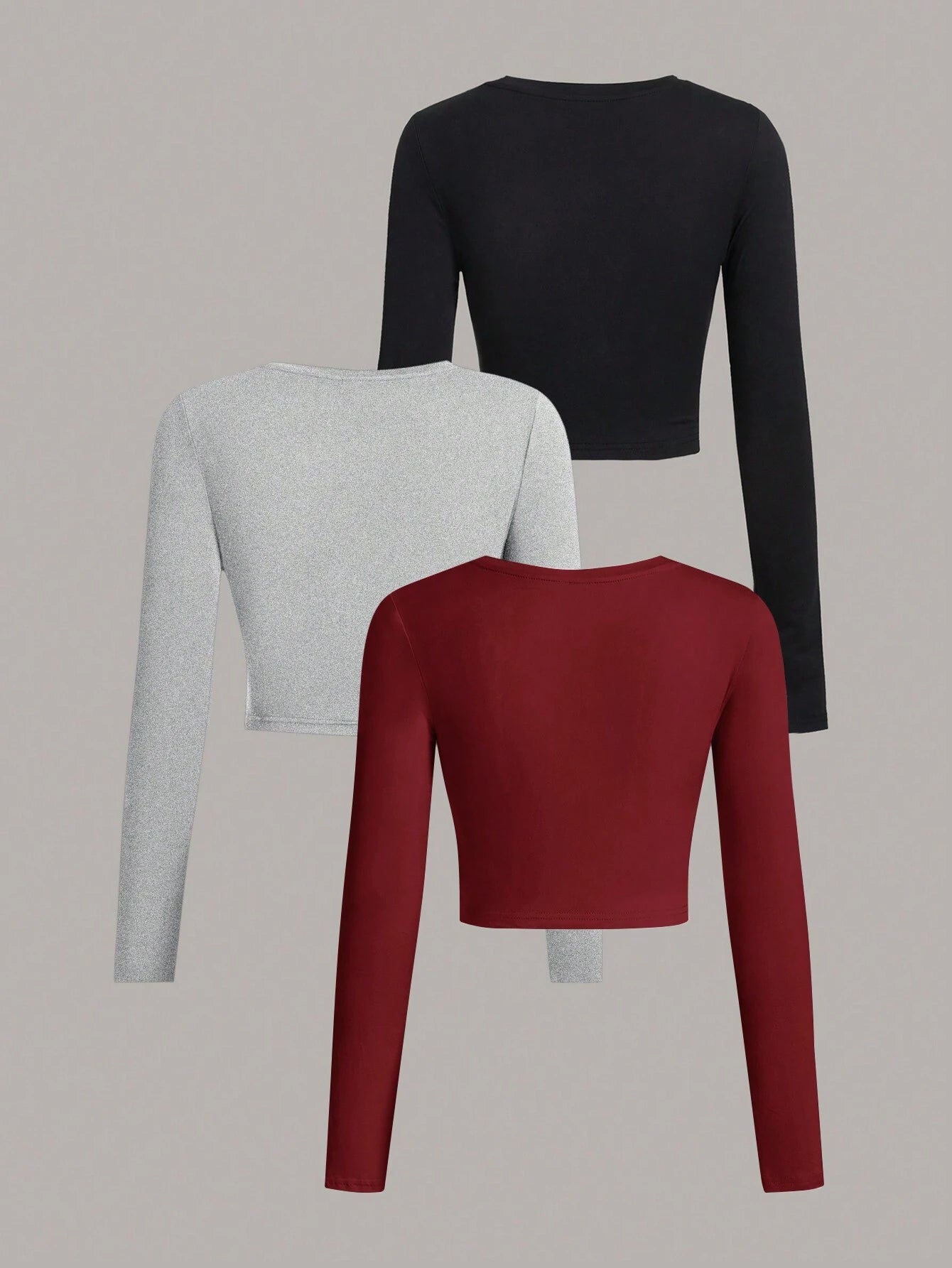 SHEIN Ezwear Multi-Pack Women Versatile Casual Simple Long Sleeve T-Shirt Valentine Day