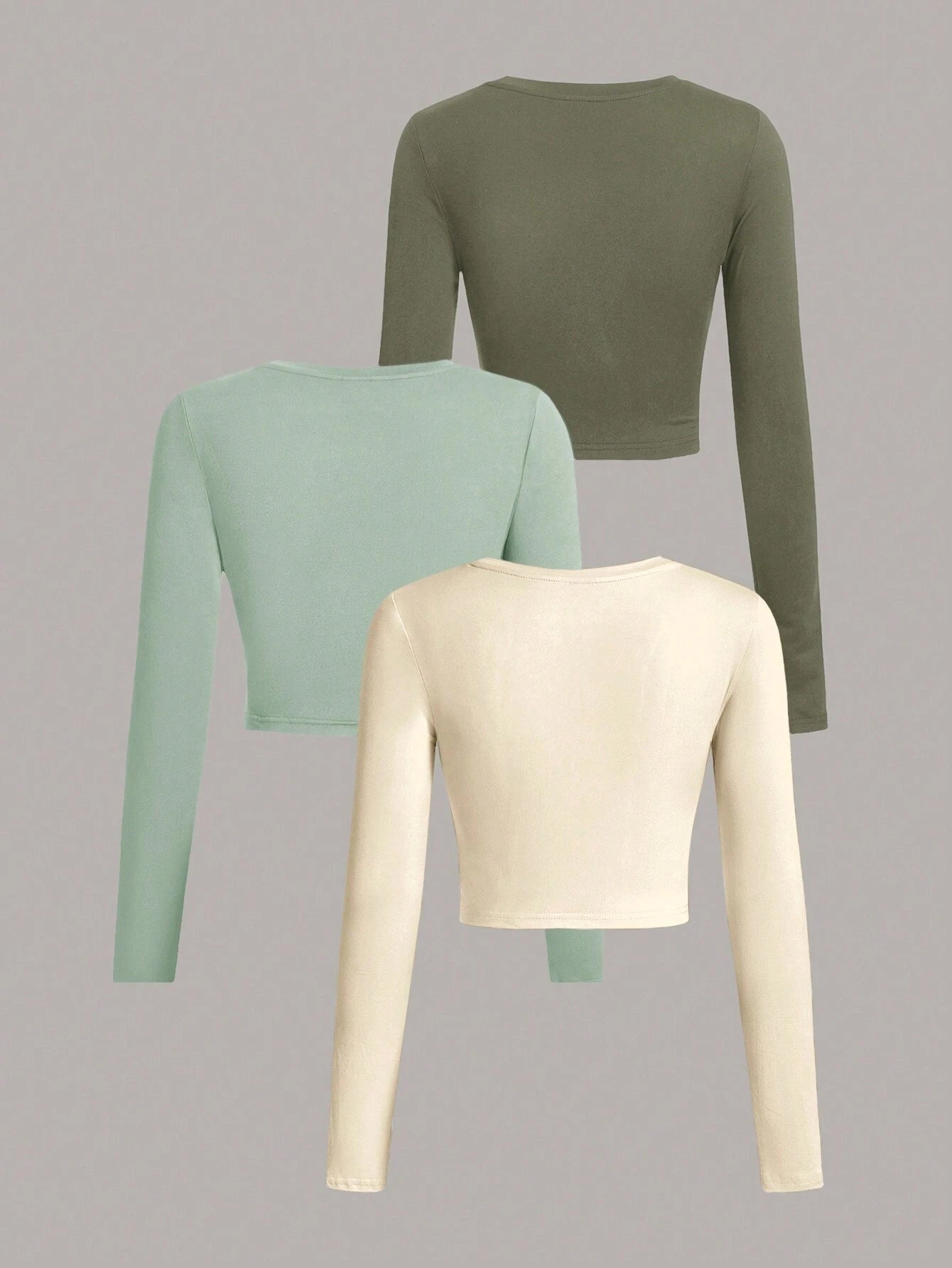 SHEIN Ezwear Multi-Pack Women Versatile Casual Simple Long Sleeve T-Shirt Valentine Day
