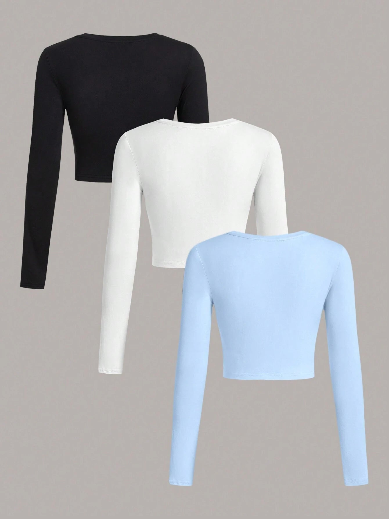 SHEIN Ezwear Multi-Pack Women Versatile Casual Simple Long Sleeve T-Shirt Valentine Day