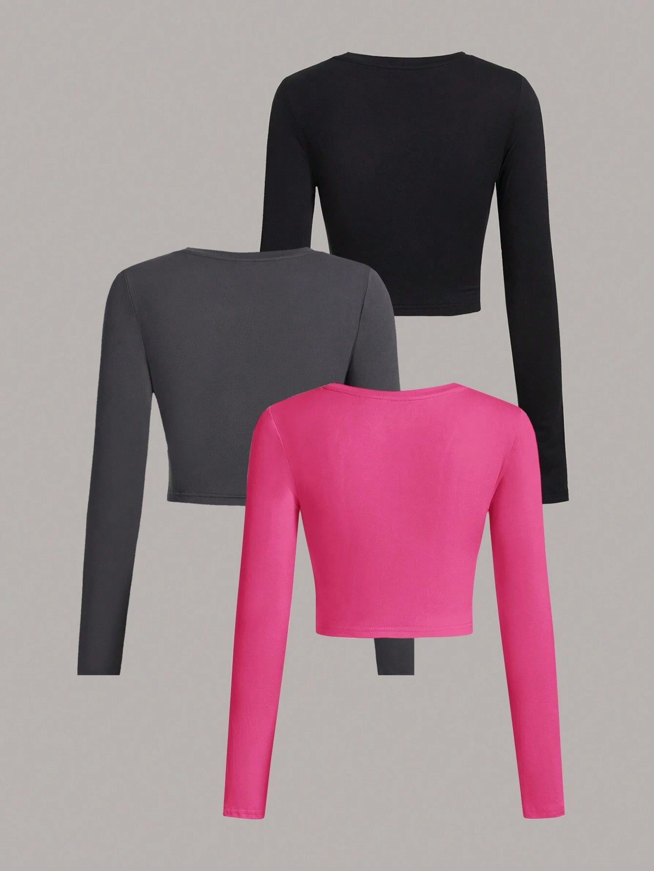 SHEIN Ezwear Multi-Pack Women Versatile Casual Simple Long Sleeve T-Shirt Valentine Day