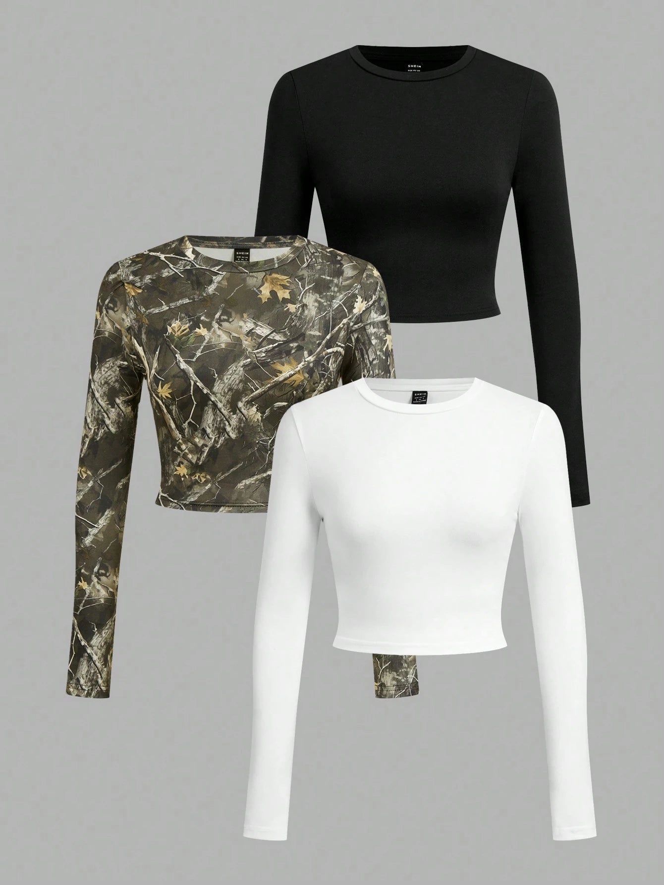 SHEIN Ezwear Multi-Pack Women Versatile Casual Simple Long Sleeve T-Shirt Valentine Day