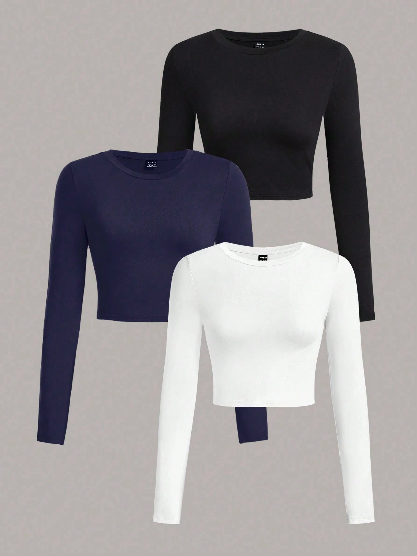 SHEIN Ezwear Multi-Pack Women Versatile Casual Simple Long Sleeve T-Shirt Valentine Day