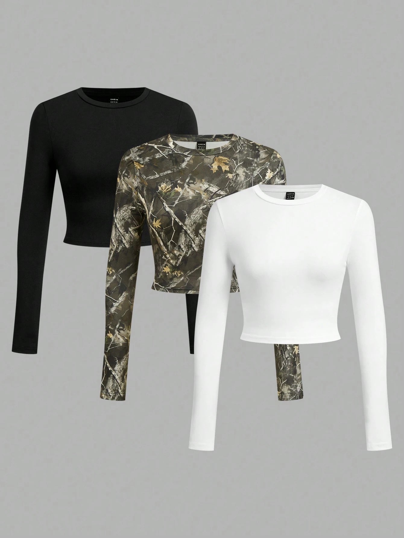 SHEIN Ezwear Multi-Pack Women Versatile Casual Simple Long Sleeve T-Shirt Valentine Day